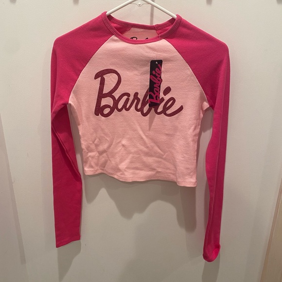 Barbie Tops - New NWT Barbie Pink Long Sleeve Crop Top Size M